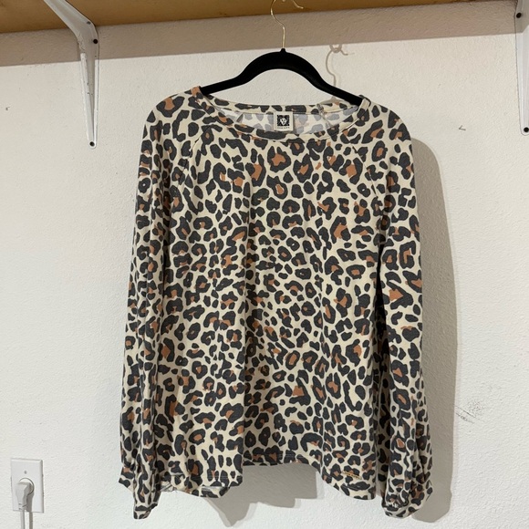 Anne Klein Leopard Puff Sleeve Blouse - Picture 1 of 6